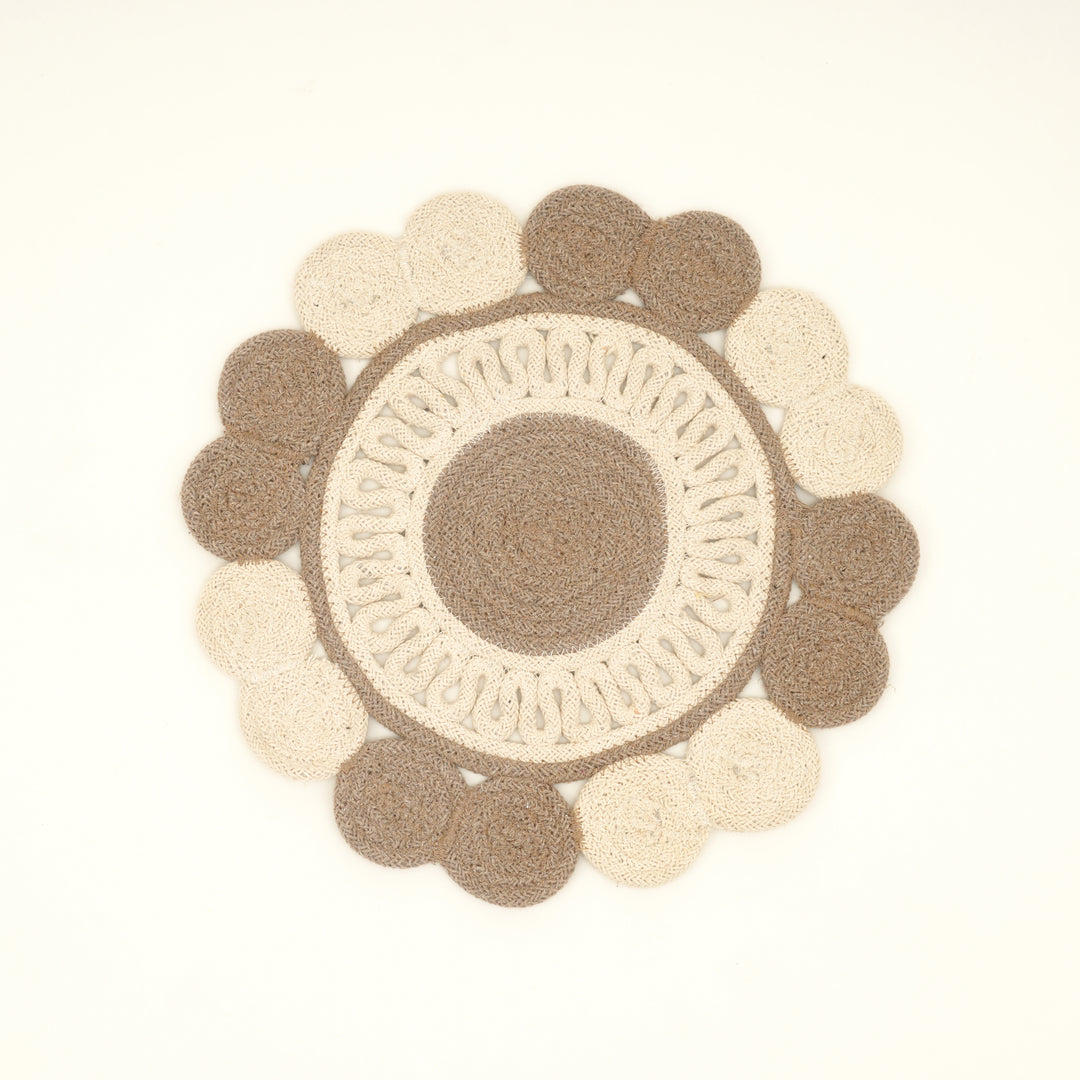 Grey Cotton Braided Placemat – Handcrafted Durable Table Mat for Dining
