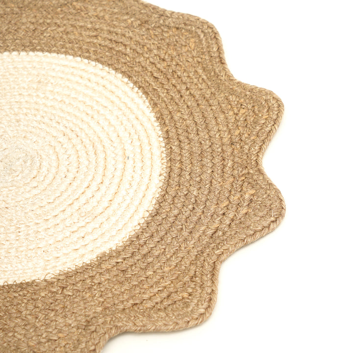 Beige Polyester Braided Placemat – Durable Round Table Mat for Dining