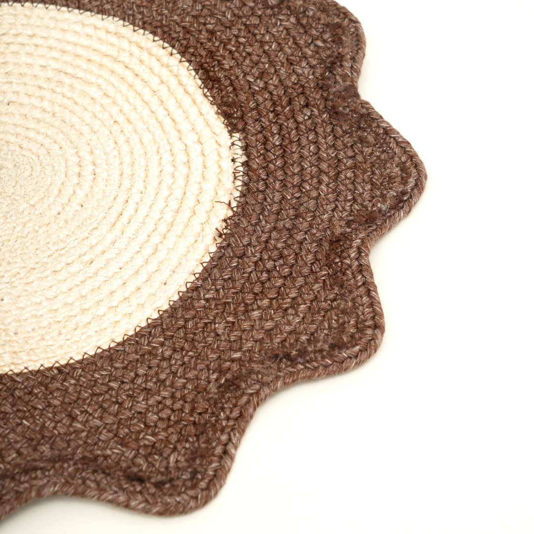 Brown Polyester Braided Placemat – Durable Round Table Mat for Dining