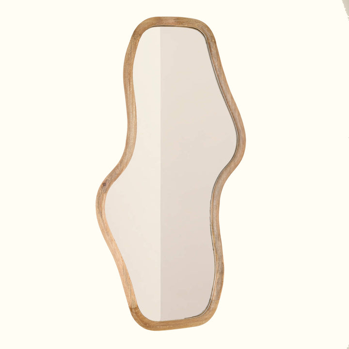 Smooth Curve Wall Mirror in Natural Mango Wood 90x170 cm