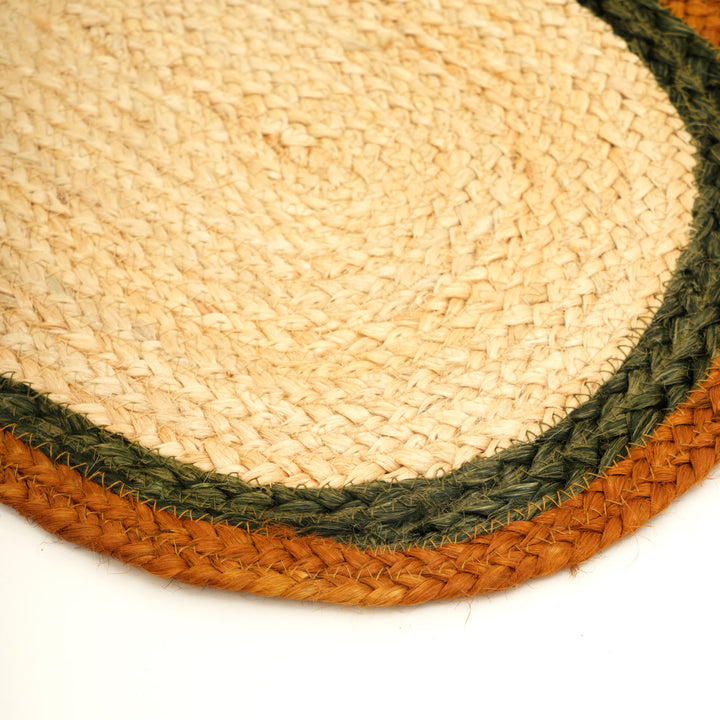 Rust/Green Jute Braided Placemat – Handcrafted Sustainable Table Mat
