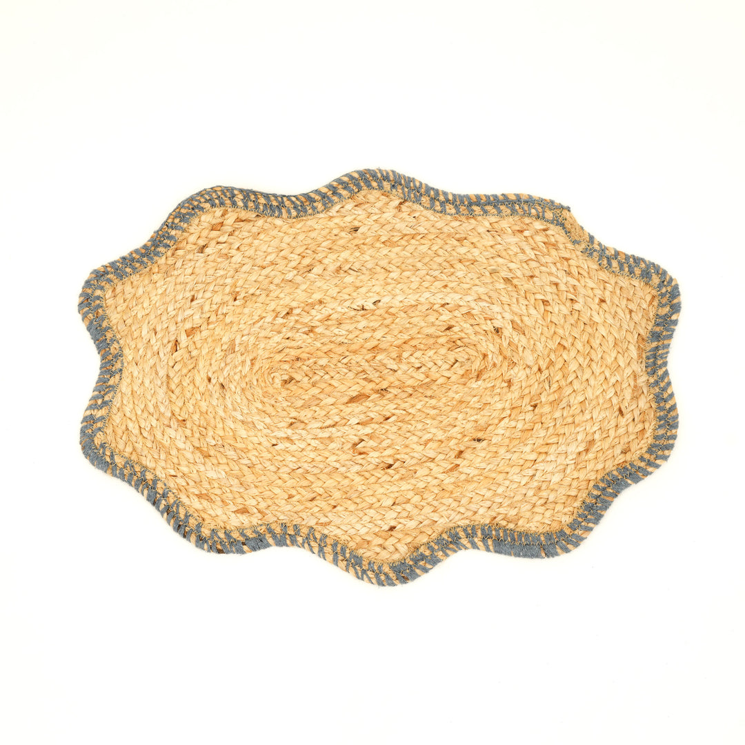 Natural Jute Scalloped Braided Placemat – Handmade Table Mat for Home Décor