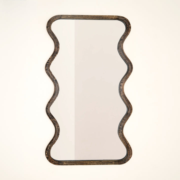 Wave Frame Mirror in Antique Brown Mango Wood 90x180 cm