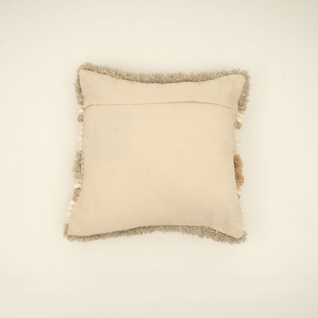 Beige/Grey Handwoven Cushion – Decorative Throw Pillow for Sofa, Armchair, and Bed
