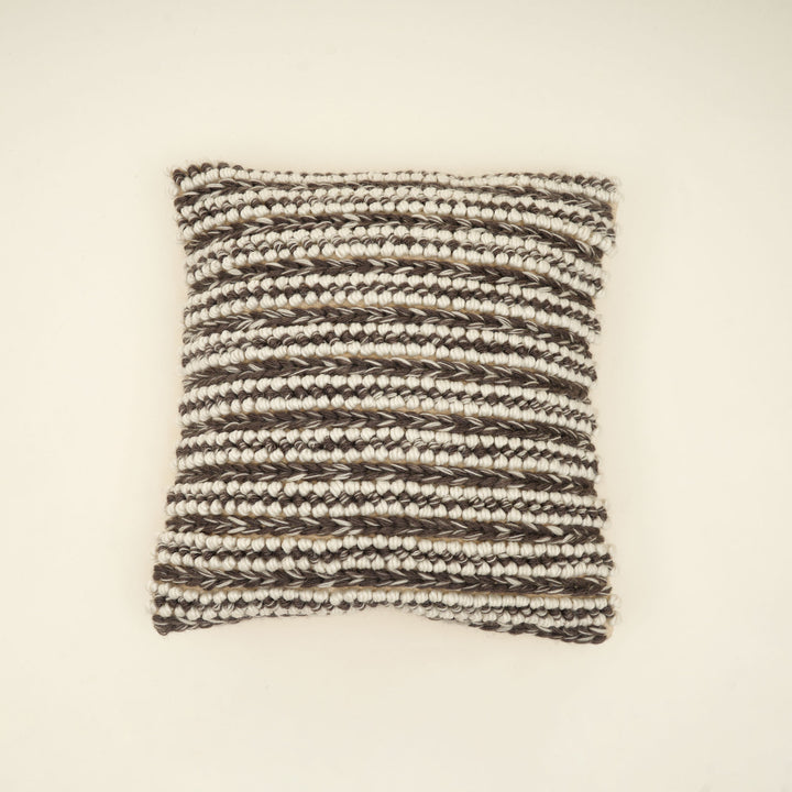 Ivory/Grey Handwoven Cushion – Decorative Throw Pillow for Sofa, Chair, and Bed