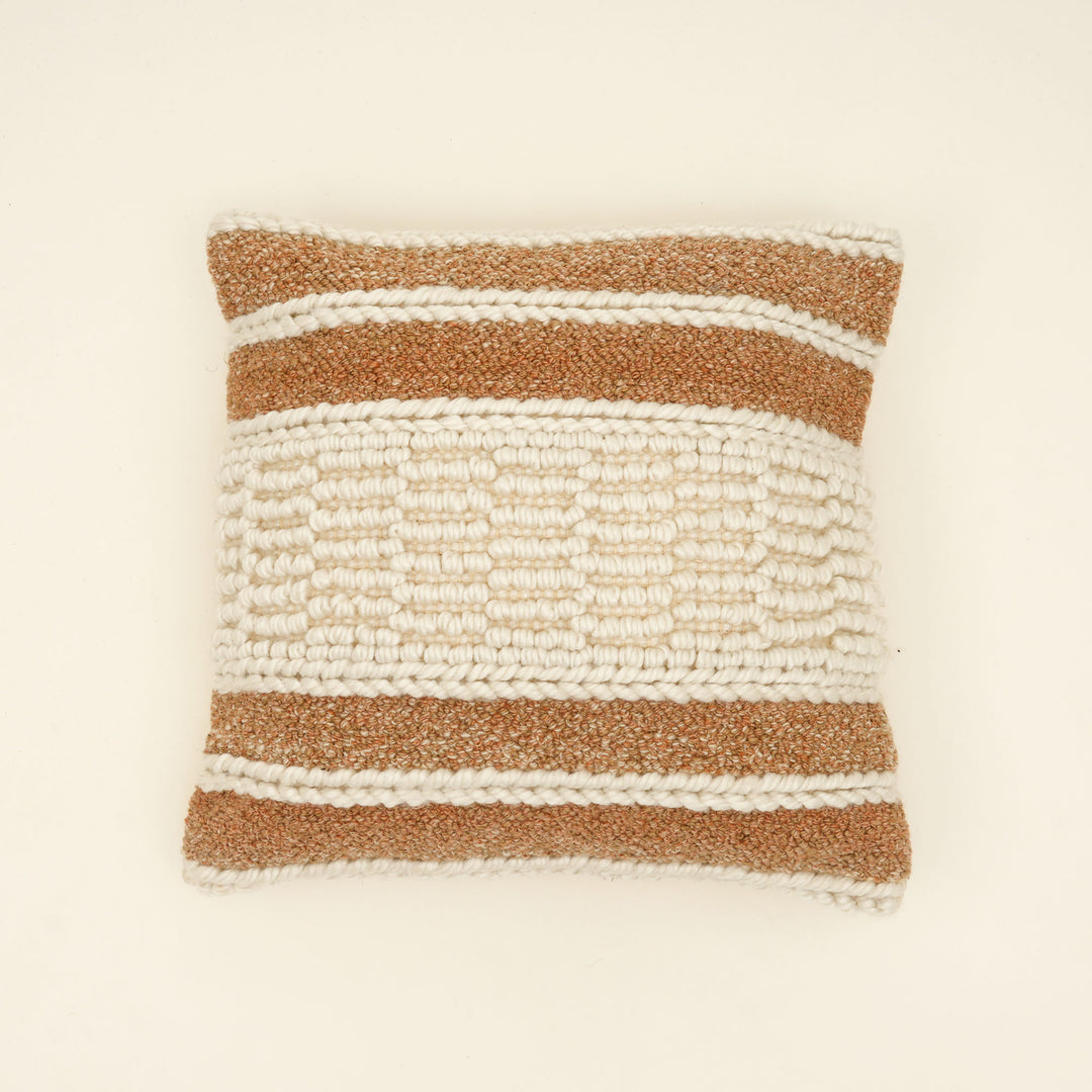 Beige/Ivory Handwoven Cushion – Soft Decorative Throw Pillow for Sofa, Bed, and Accent Chair