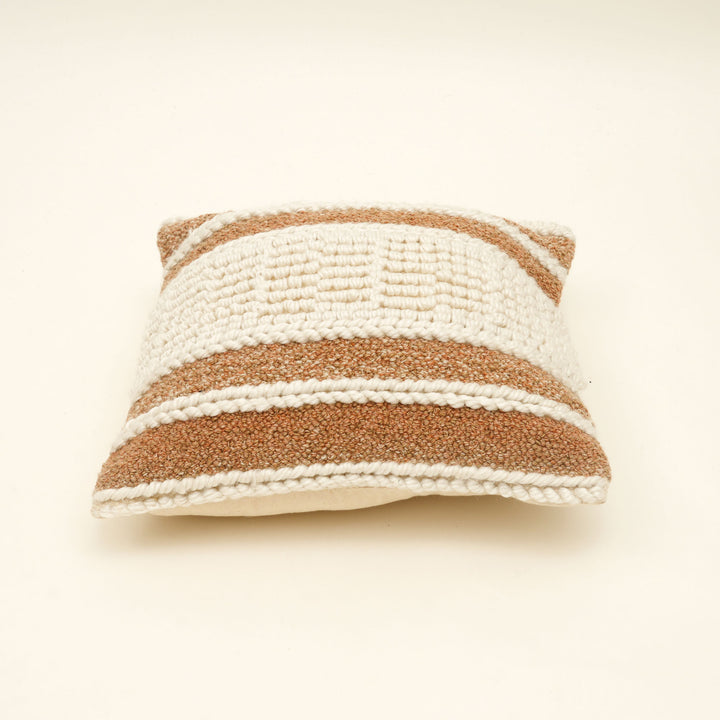 Beige/Ivory Handwoven Cushion – Soft Decorative Throw Pillow for Sofa, Bed, and Accent Chair