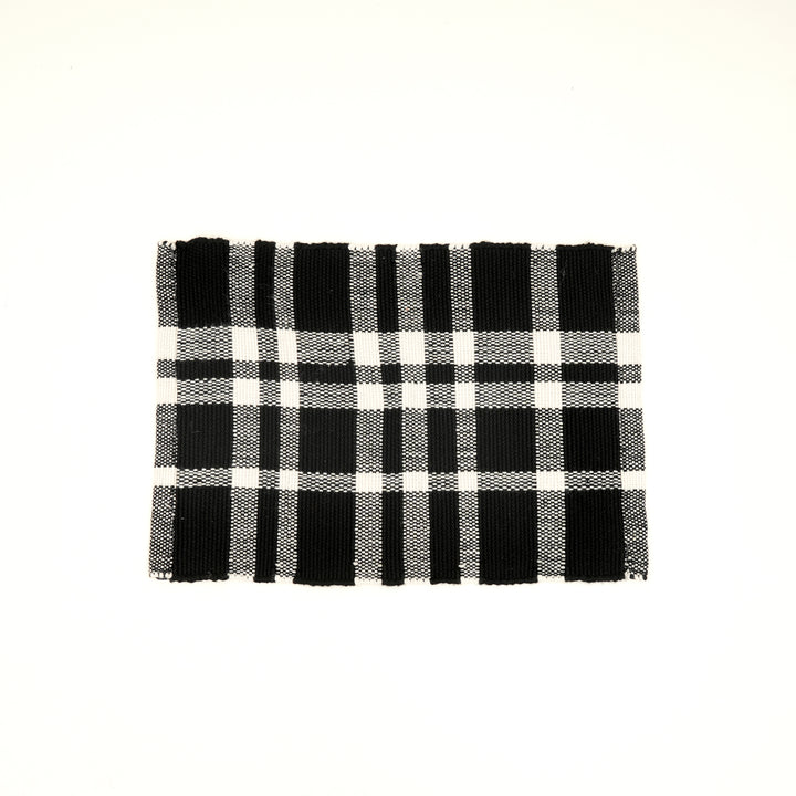 Charcoal Checker Stripe Placemat – Durable Polyester Table Mat for Dining and Kitchen