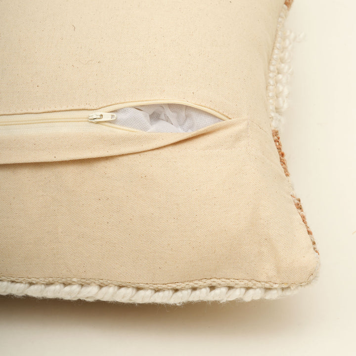 Beige/Ivory Handwoven Cushion – Soft Decorative Throw Pillow for Sofa, Bed, and Accent Chair