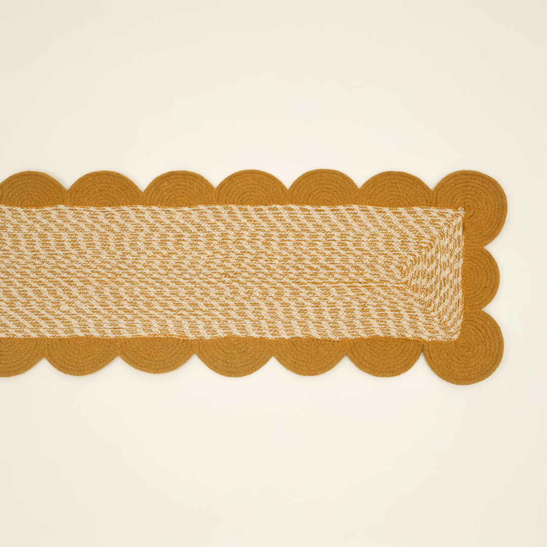 Mustard Cotton Braided Table Runner 14x72 in – Handcrafted Natural Dining and Console Table Decor