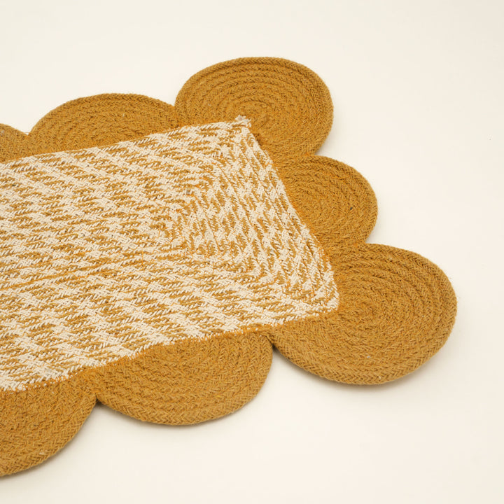 Mustard Cotton Braided Table Runner 14x72 in – Handcrafted Natural Dining and Console Table Decor