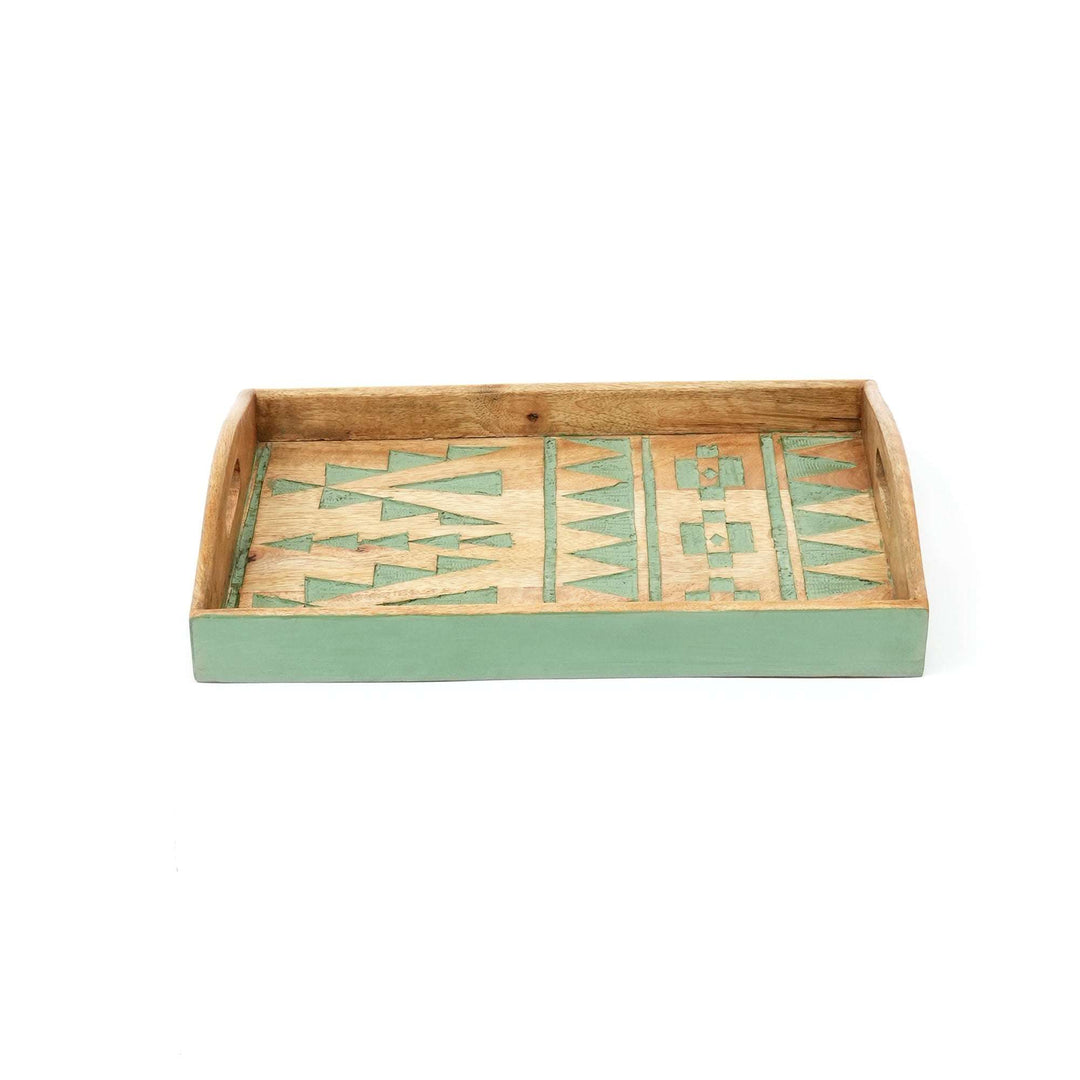 Matterhorn Carved Tray Set of 3 – Green Finish