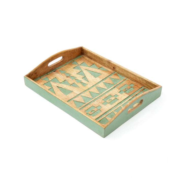 Matterhorn Carved Tray Set of 3 – Green Finish