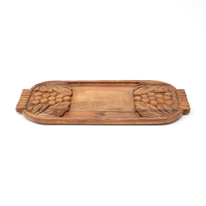 Handcrafted Wooden Grape Carved Cheese Board - Artisan Charcuterie Serving Platter - Rustic Wood Decor