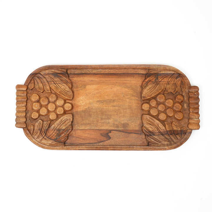 Handcrafted Wooden Grape Carved Cheese Board - Artisan Charcuterie Serving Platter - Rustic Wood Decor