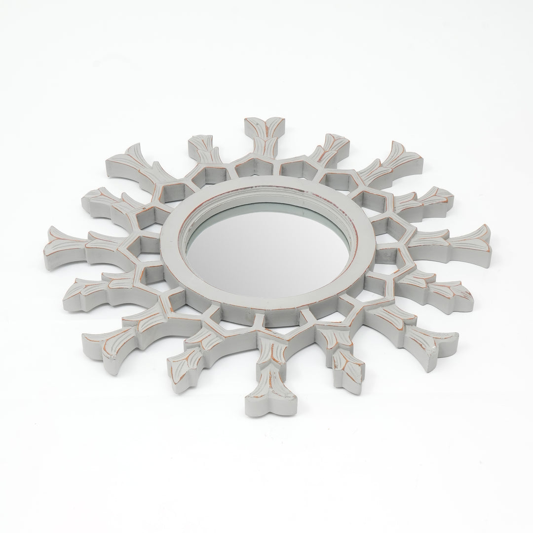 Specchio da parete a raggiera in legno metallico