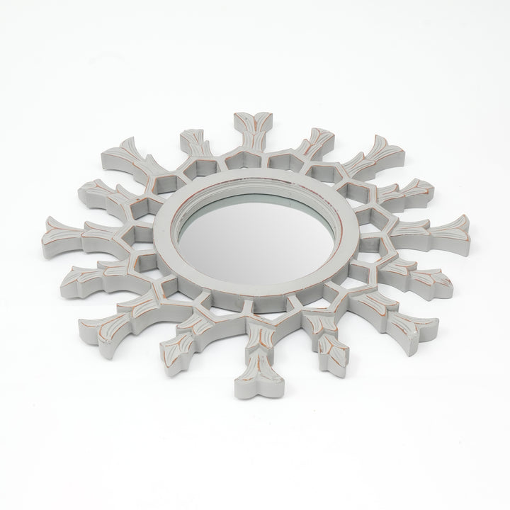 Specchio da parete a raggiera in legno metallico