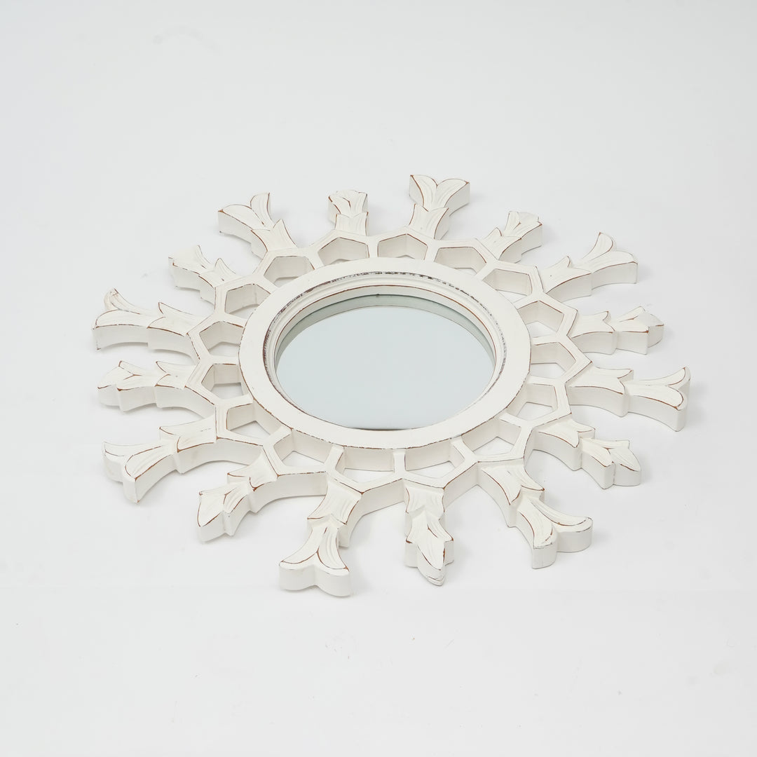 Specchio da parete a raggiera in legno metallico