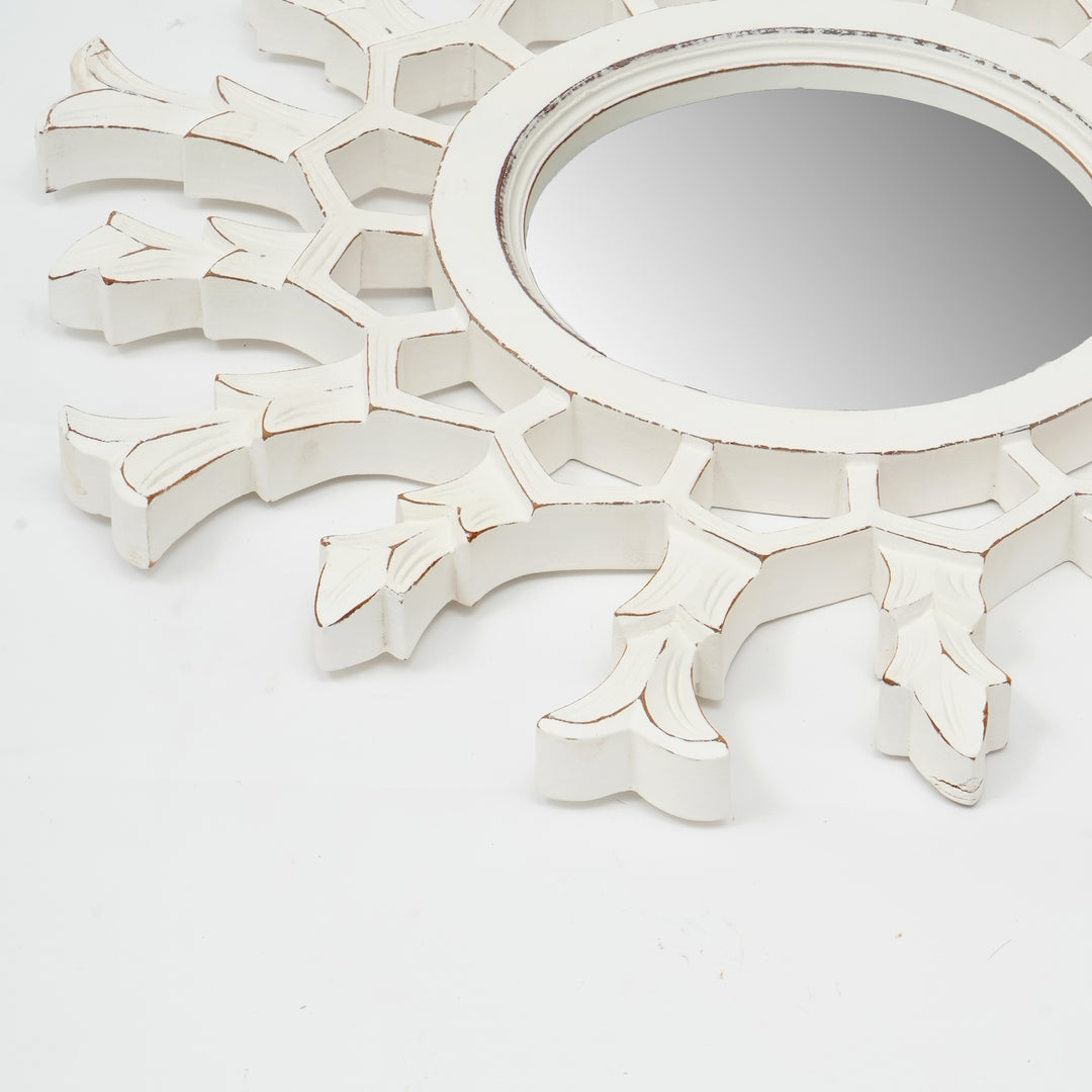 Specchio da parete a raggiera in legno metallico