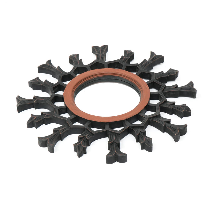 Specchio da parete a raggiera in legno metallico