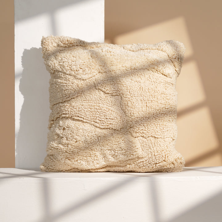 Ivory Haven Tufted Cotton Cushion with Tassels and Filler 46 cm