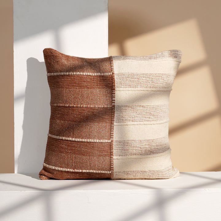 TerraSplit Woven Harmony Cushion | Slub Yarn Cotton Pillow