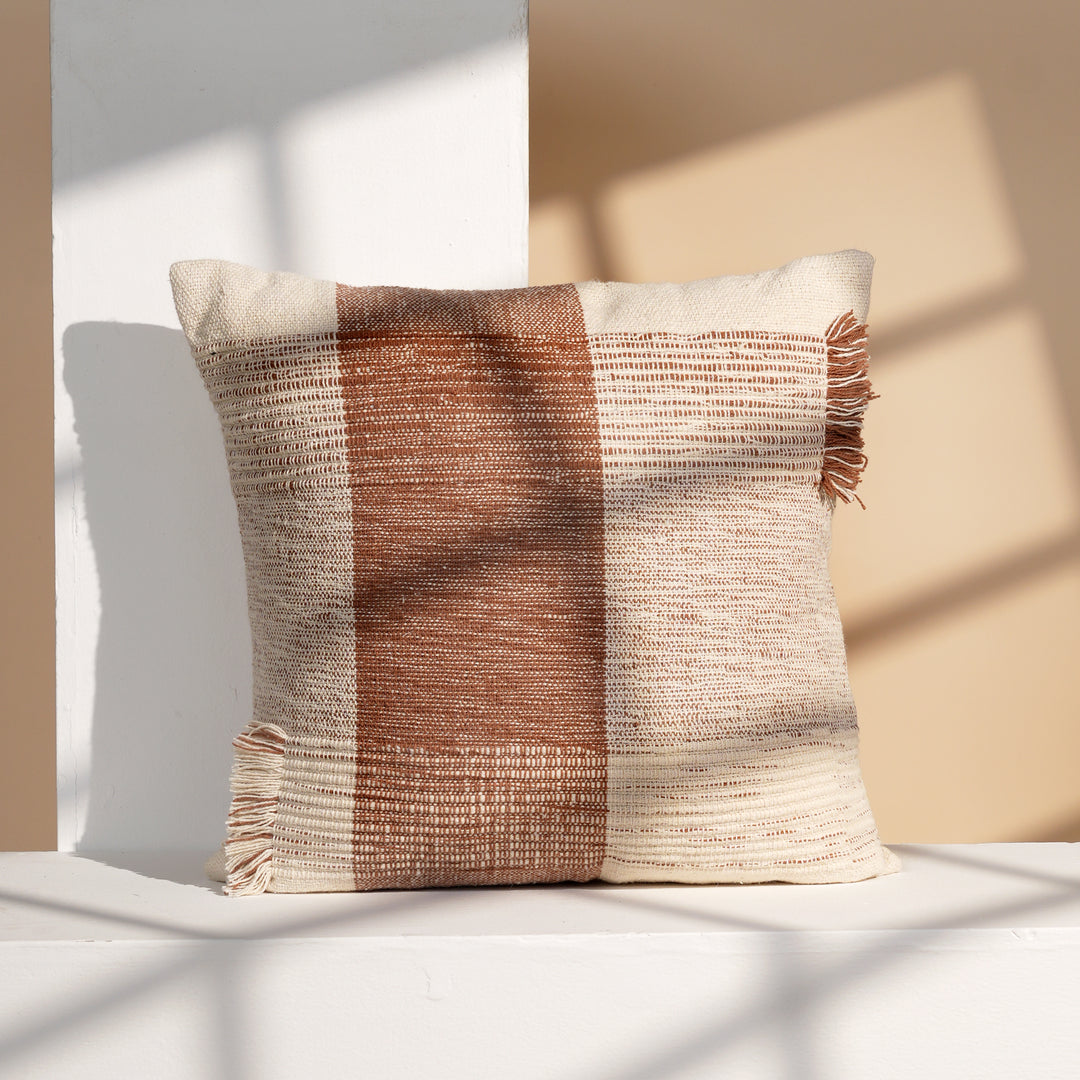 Terra Woven Pattern Cushion | Slub Yarn Cotton Decorative Pillow