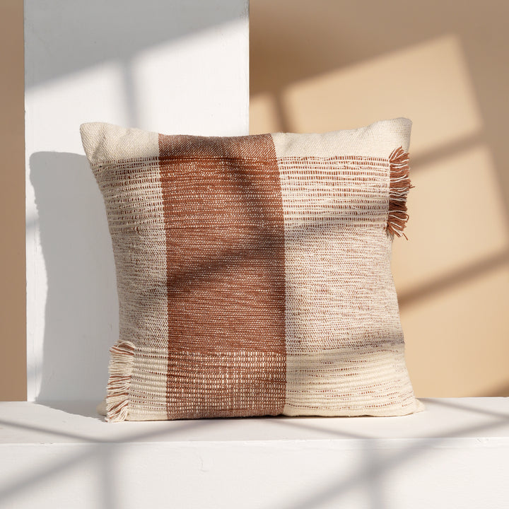 Terra Woven Pattern Cushion | Slub Yarn Cotton Decorative Pillow