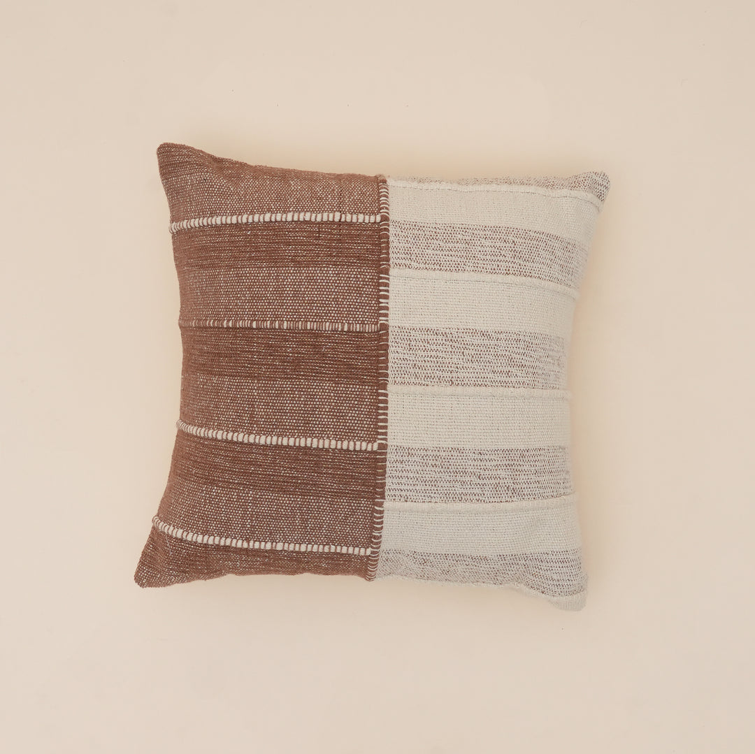 TerraSplit Woven Harmony Cushion | Slub Yarn Cotton Pillow