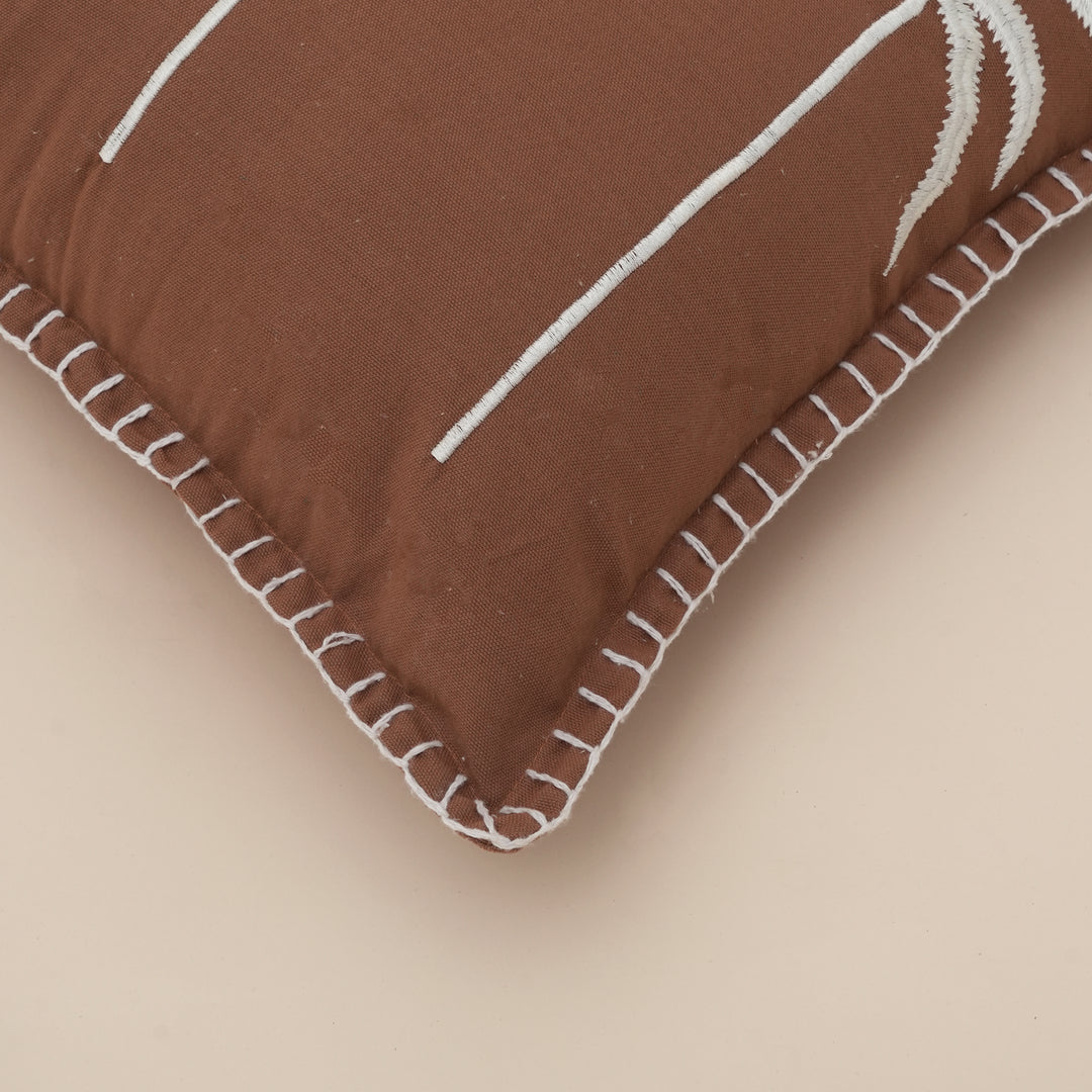 Palm Tree Embroidered Cotton Cushion with Filler 46cm