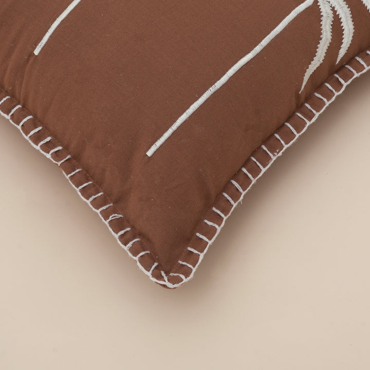 Palm Tree Embroidered Cotton Cushion with Filler 46cm
