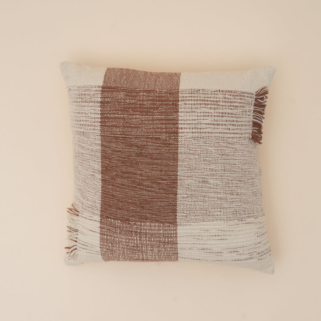 Terra Woven Pattern Cushion | Slub Yarn Cotton Decorative Pillow