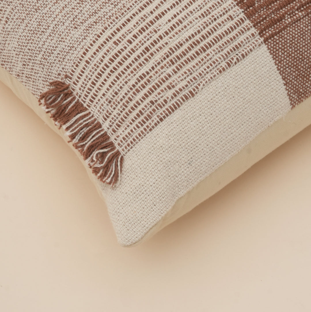 Terra Woven Pattern Cushion | Slub Yarn Cotton Decorative Pillow