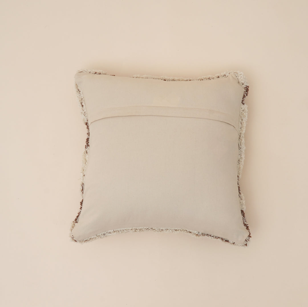 Driftweave Zebra Pattern Tufted Cushion | Ivory & Brown Decorative Pillow
