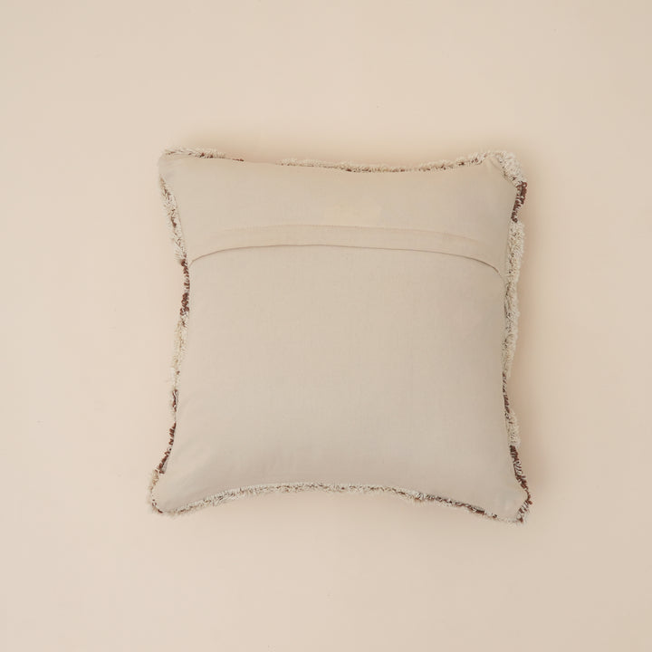 Driftweave Zebra Pattern Tufted Cushion | Ivory & Brown Decorative Pillow
