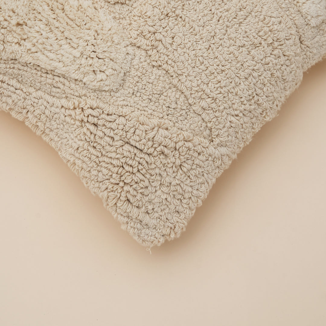 Ivory Haven Tufted Cotton Cushion with Tassels and Filler 46 cm