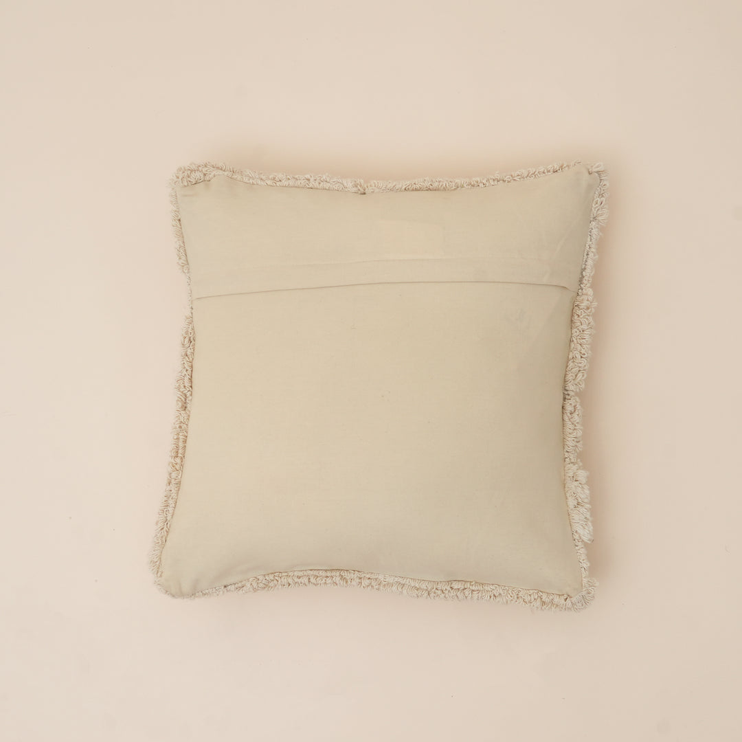Ivory Haven Tufted Cotton Cushion with Tassels and Filler 46 cm