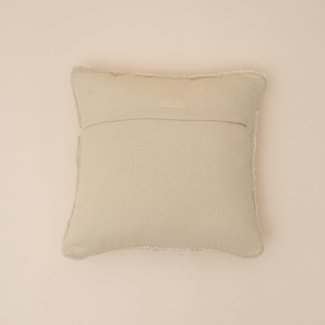 Ivory Dune Textured Tufted Cotton Cushion with Filler 46 cm