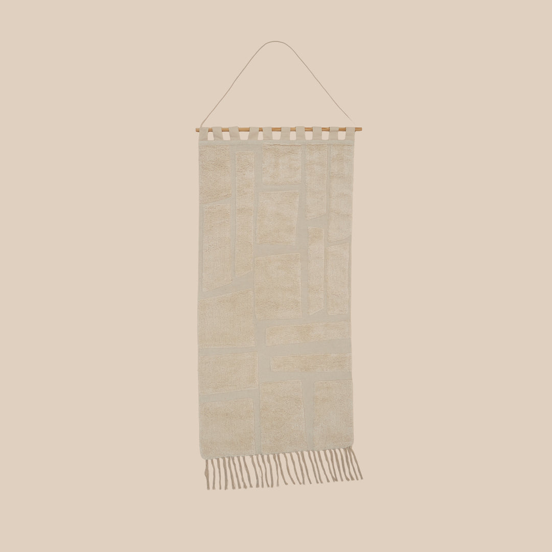 Beige Block Tufted Wall Hanging | Geometric Cotton Wall Art