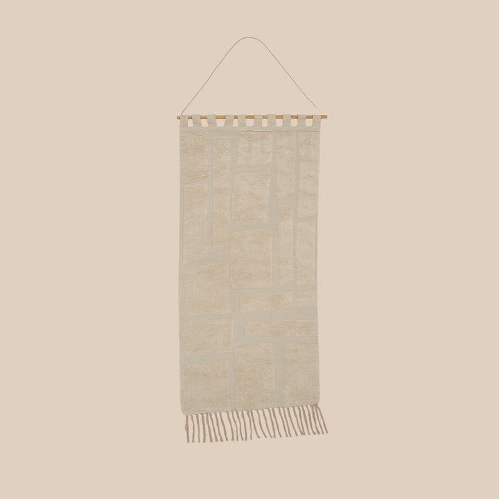 Beige Block Tufted Wall Hanging | Geometric Cotton Wall Art