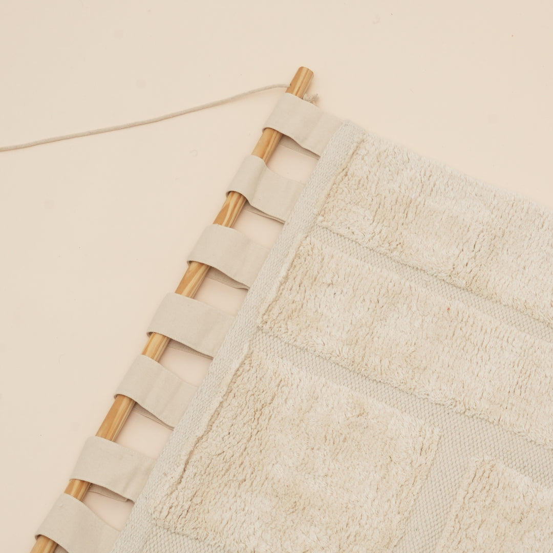 Beige Block Tufted Wall Hanging | Geometric Cotton Wall Art