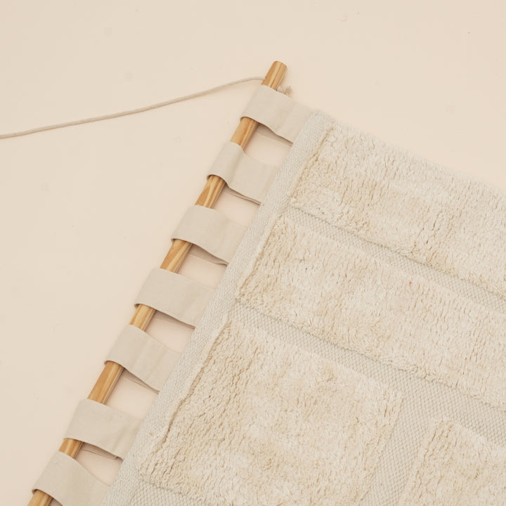 Beige Block Tufted Wall Hanging | Geometric Cotton Wall Art