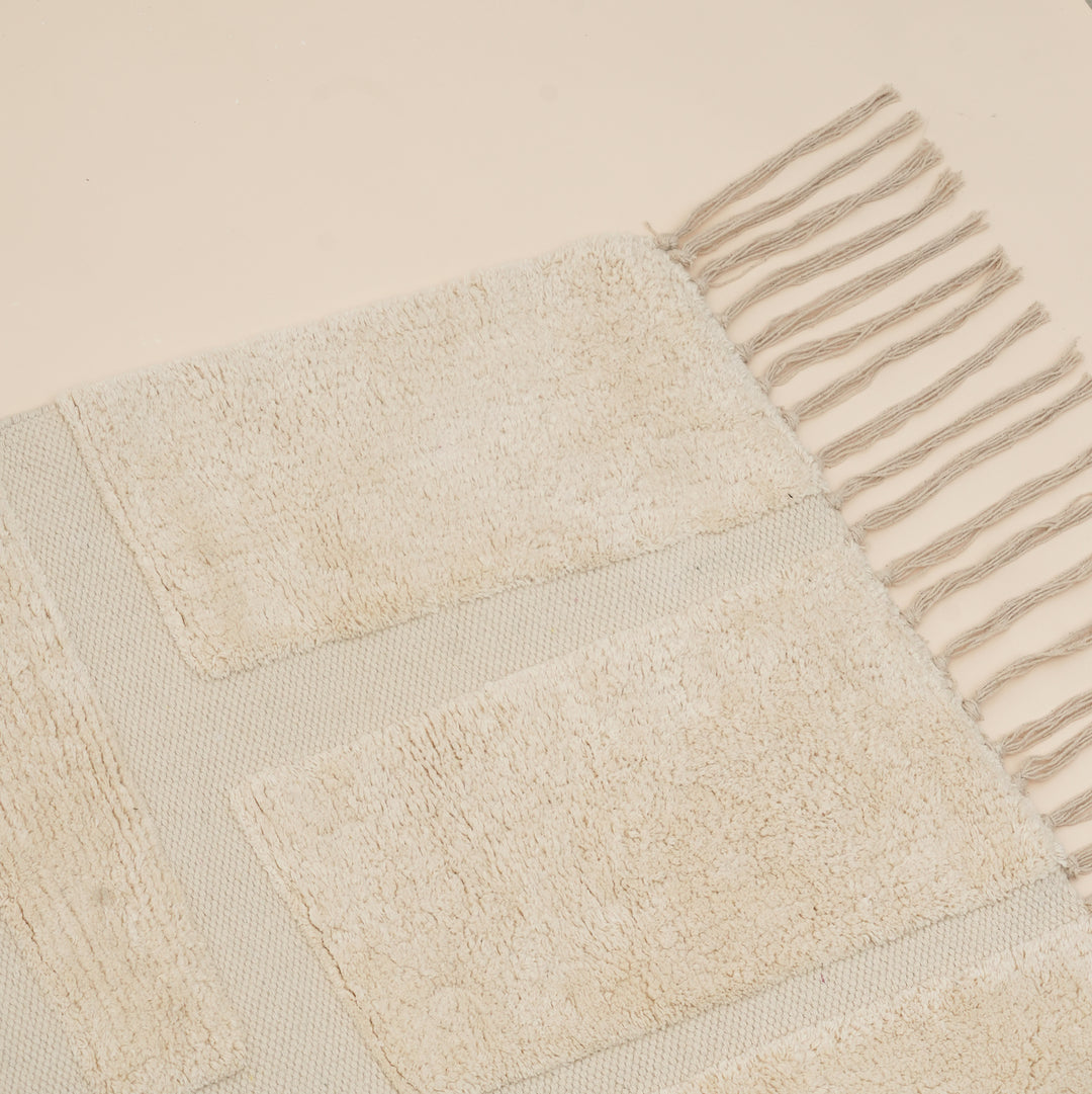 Beige Block Tufted Wall Hanging | Geometric Cotton Wall Art