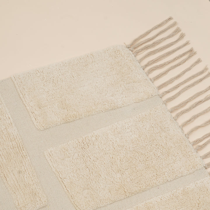 Beige Block Tufted Wall Hanging | Geometric Cotton Wall Art