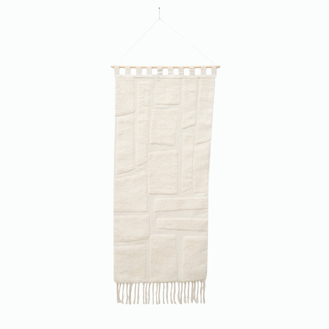 Beige Block Tufted Wall Hanging | Geometric Cotton Wall Art