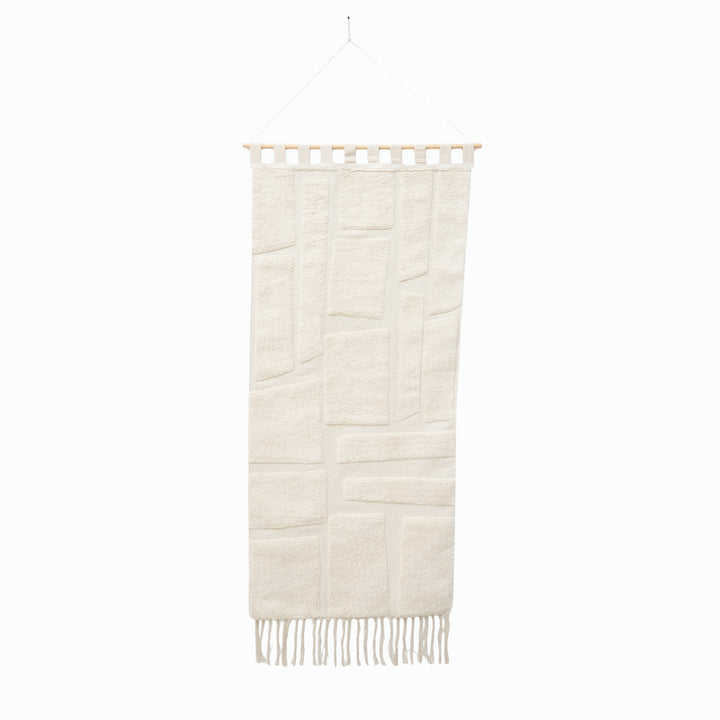 Beige Block Tufted Wall Hanging | Geometric Cotton Wall Art