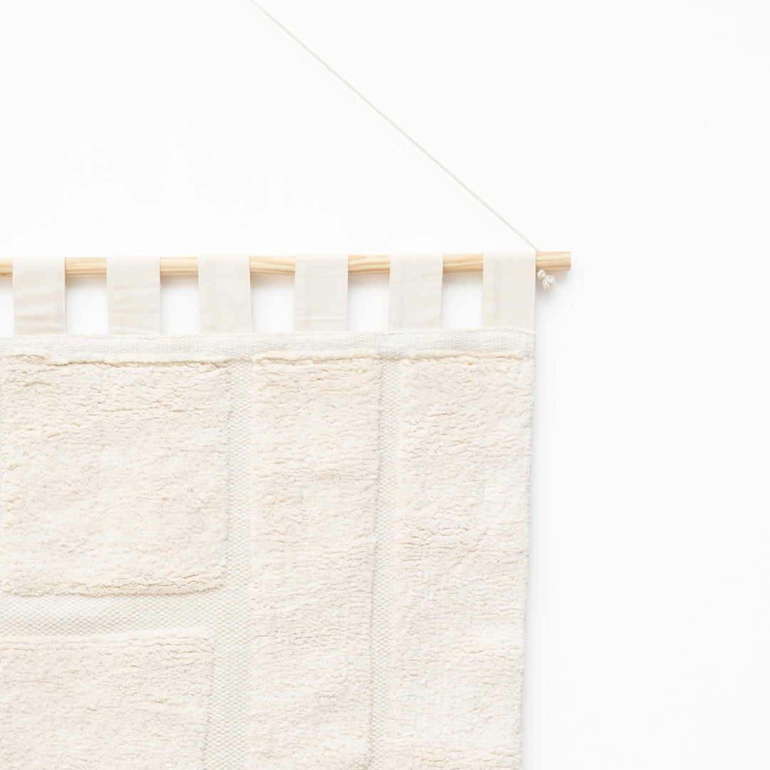 Beige Block Tufted Wall Hanging | Geometric Cotton Wall Art