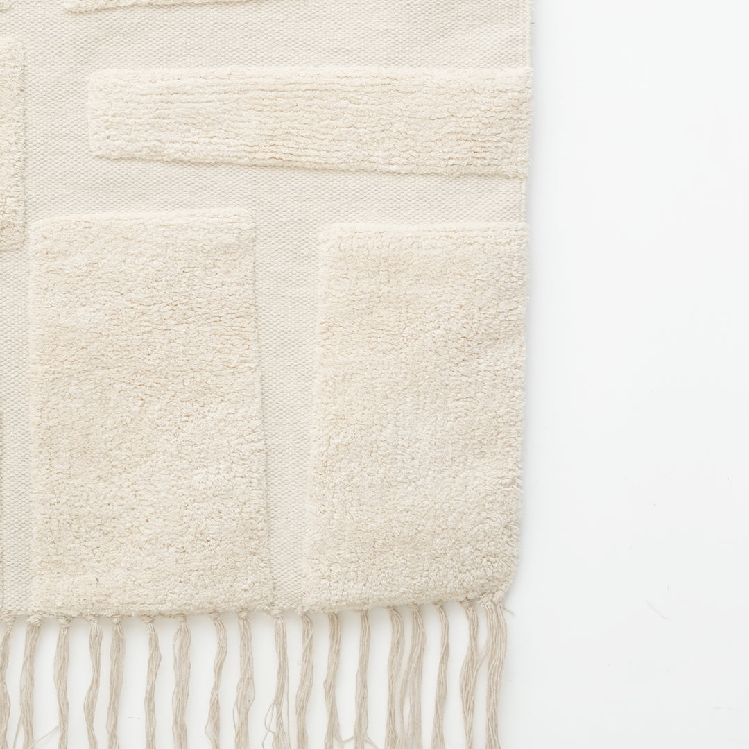 Beige Block Tufted Wall Hanging | Geometric Cotton Wall Art