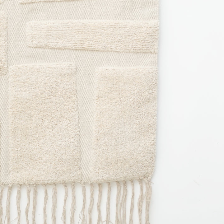 Beige Block Tufted Wall Hanging | Geometric Cotton Wall Art