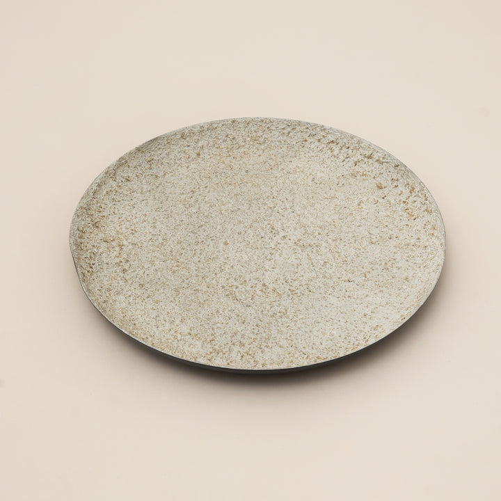 Aurum Slate Round Iron Tray – Minimalist Stone-Effect Decorative Display Tray